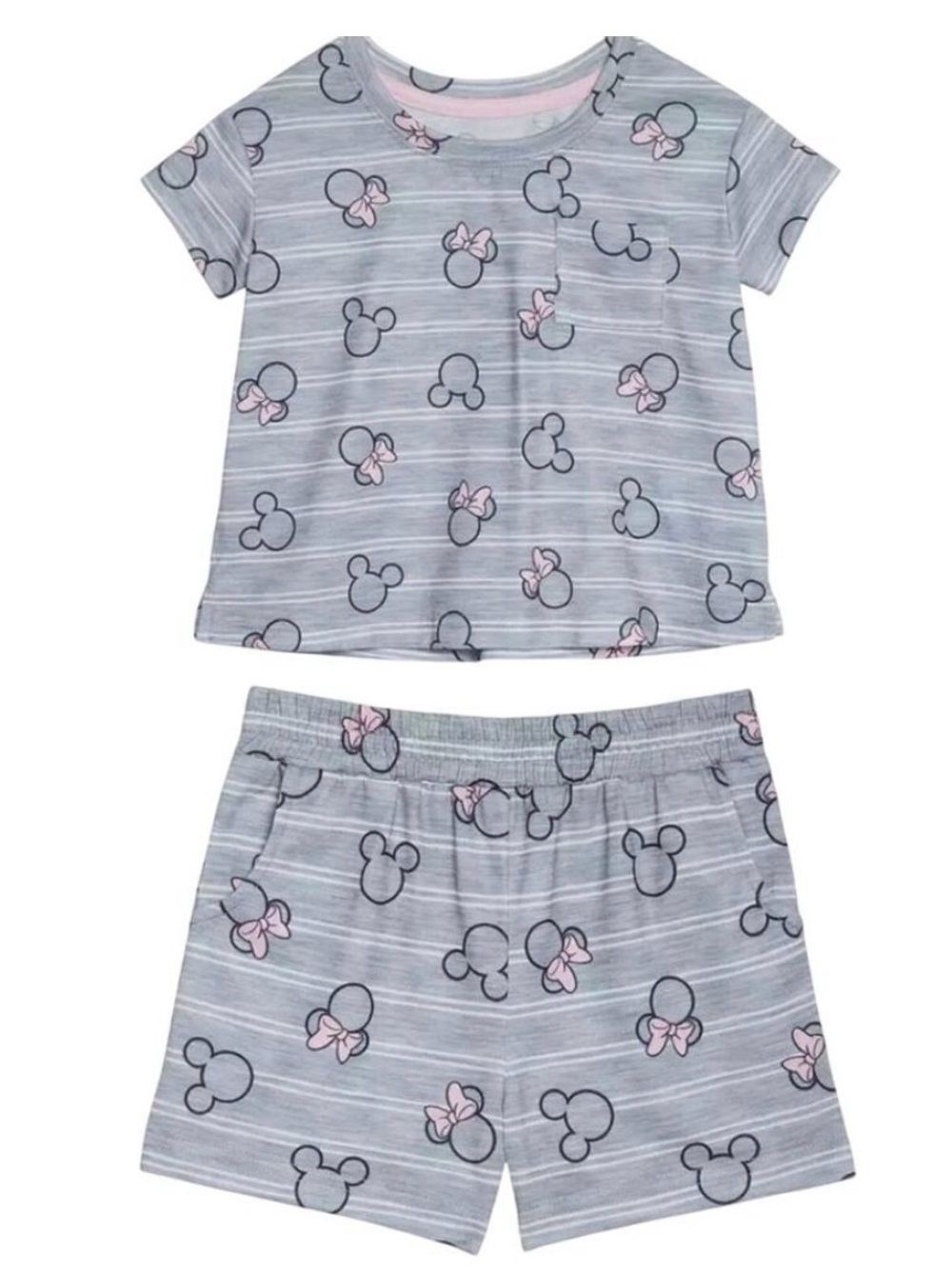 Disney Girls' Minnie Mouse Short Pajama Set Gray Size 3T, 4T, 5 & 6 NWT